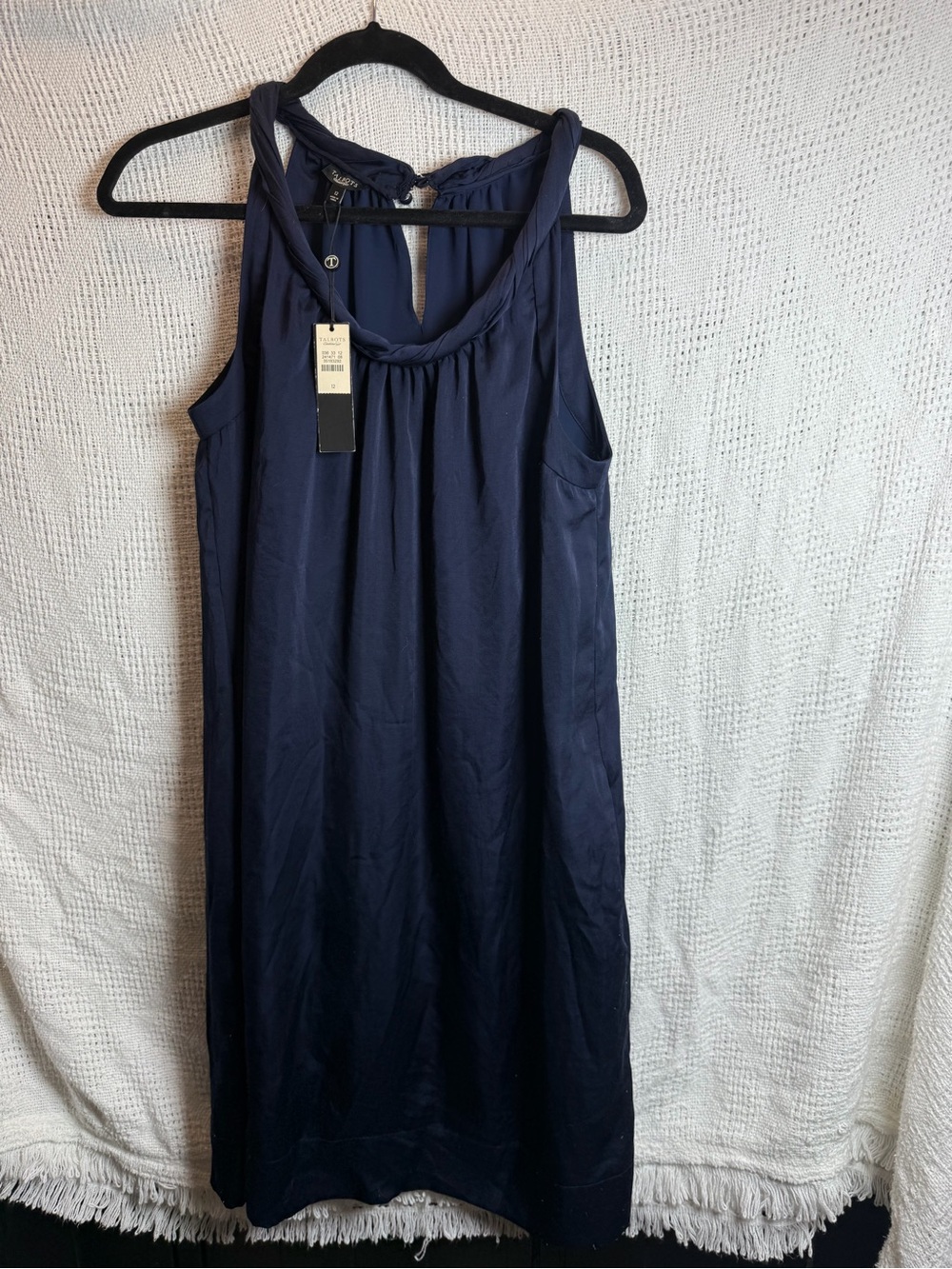 Talbots Navy Braided Halter Sleeveless Dress